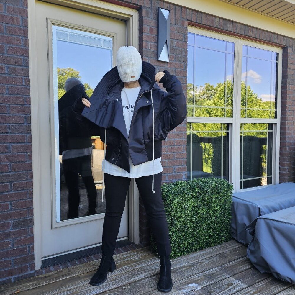 Rick Owens Black Futuristic Hooded Jacket Cropped Alice Parka Medium